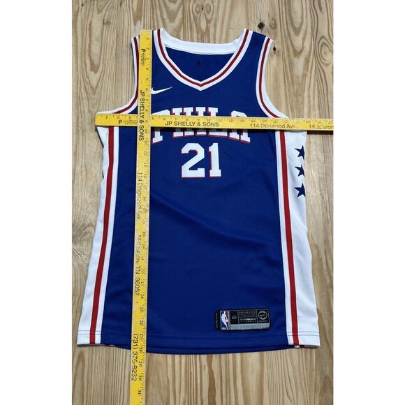 Nike Swingman Joel Embiid #21 Basketball Jersey Philadelphia 76ers NBA Sz S EUC - Picture 8 of 10